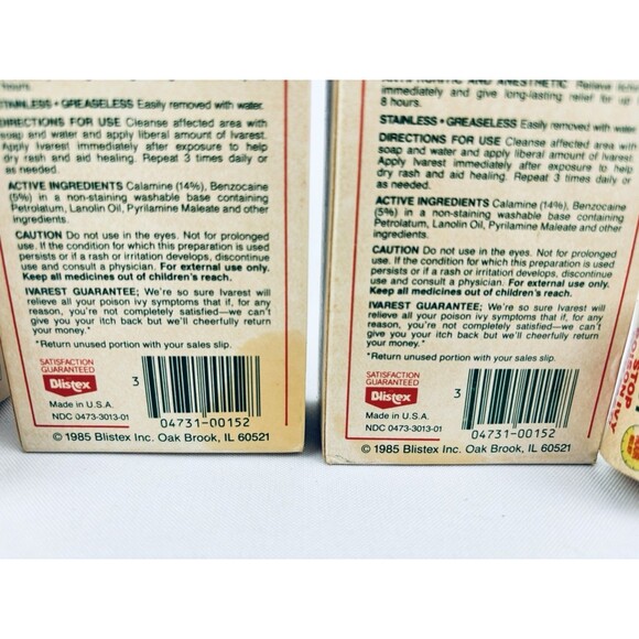 Lot Of Vintage Ivarest Poison Ivy Medicated Lotion - 1985 1986 - Blistex - NOS - Picture 9 of 16